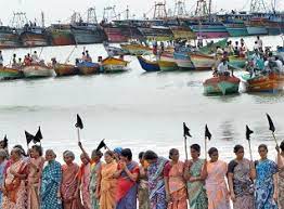 இலங்கை அரசை கண்டித்து ராமேஸ்வர மீனவர்கள் போராட்டம்.
