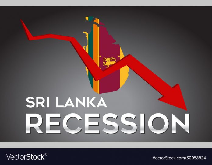 Map of Sri Lanka Recession Economic Crisis Creative Concept with
