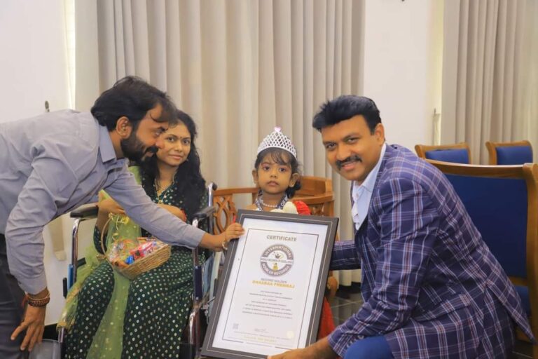 உலக சாதனை படைத்த சிறுமிக்கு ஊக்கமளித்த ஆளுநர்